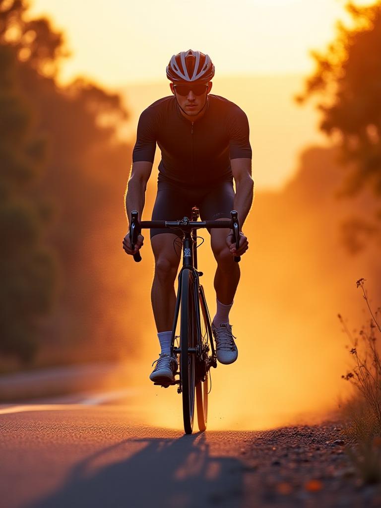Endurance cyclist pushing through a climb in rural Victoria